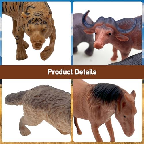 10pcs Safari Animal Cake Toppers for Jungle Themed Birthday Party