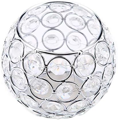Crystal Candle Holder Round Bowl Tabletop Decor