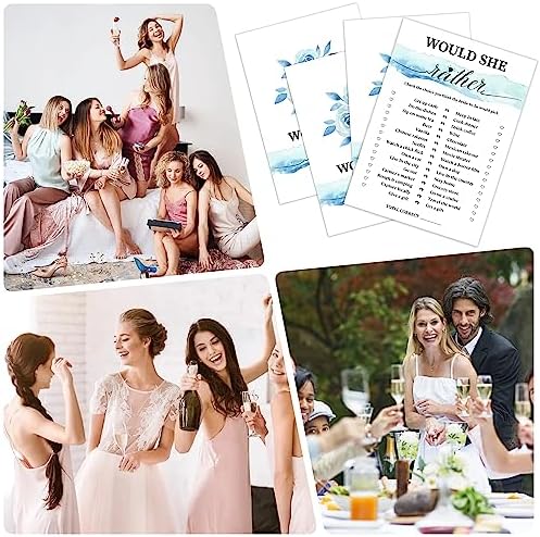 Blue Floral Bridal Shower Game with 30 Cards
