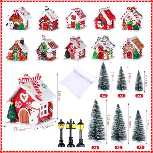 Shappy 48 Pcs Christmas Village Set with LED Lights and Trees