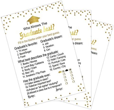 50 Pieces Graduation Party Game Cards for Fun and Engagement