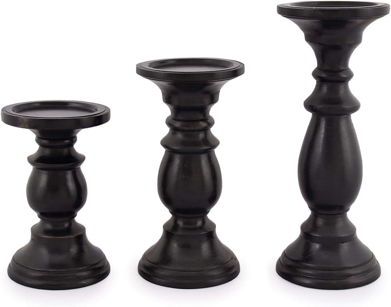 SAMHITA 3 Piece Black Farmhouse Candle Holder Set