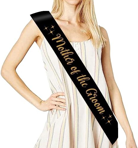 Mother of the Groom Sash - Black Gold Wedding Accessory