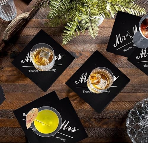 Mr Mrs Silver Black 50pc Disposable Napkins