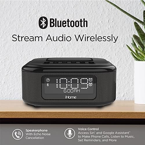 iHome Alarm Clock with Wireless Charging and Bluetooth Speaker