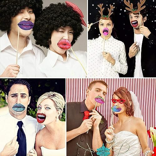 40pcs Fun Lip Photo Booth Props with Stick