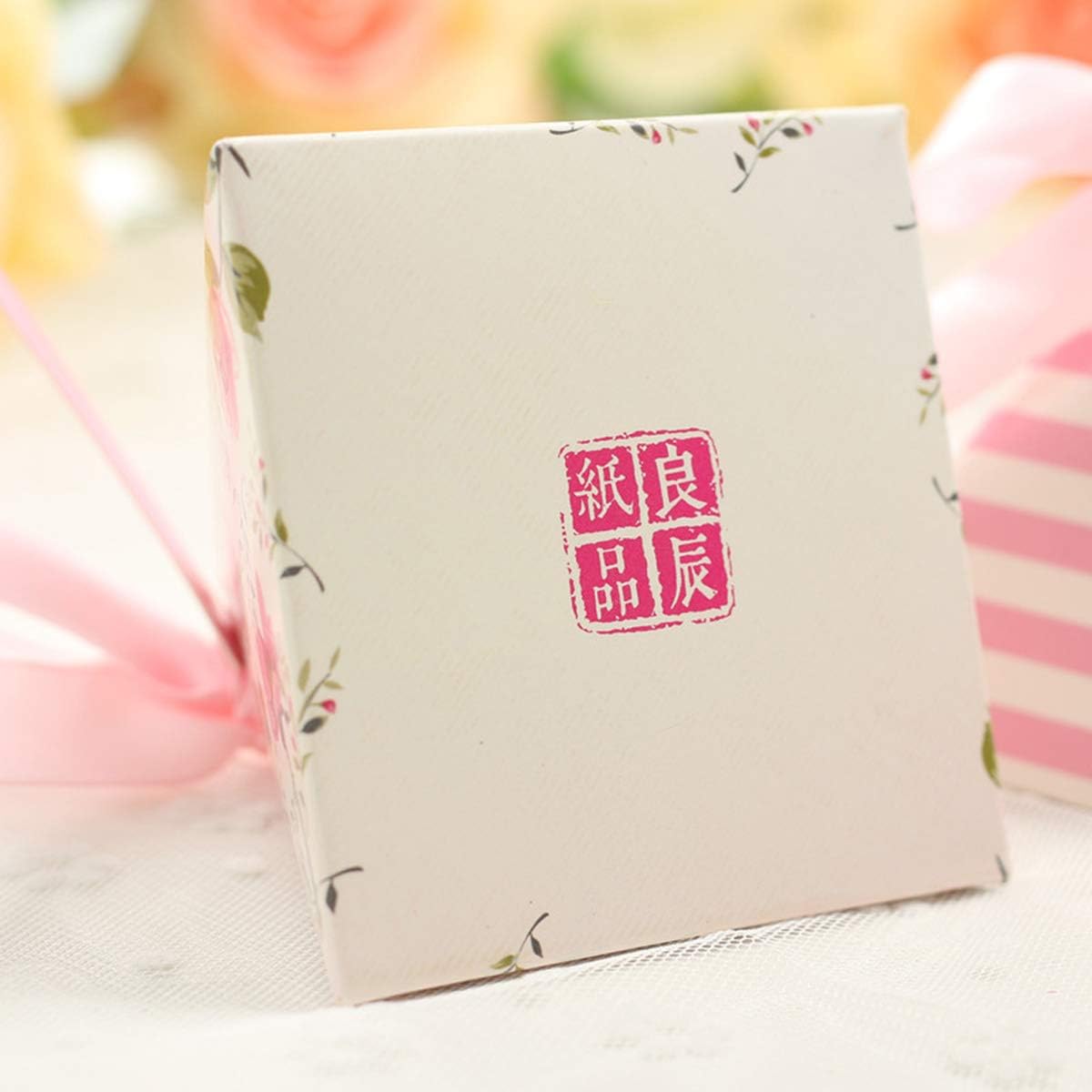 Toyvian 25 Pack Triangle Wedding Gift Boxes Double-sided Printing Pink