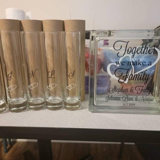Glass Unity Sand Set Wedding with Lid Personalized Blended Family Ceremony
