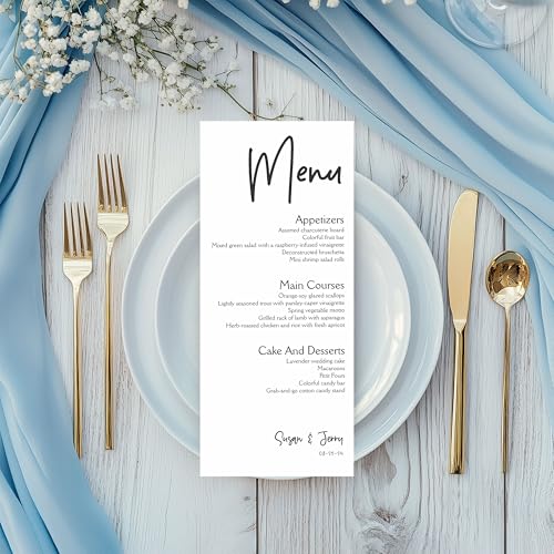 Personalized Printed Wedding Menu Set of 25