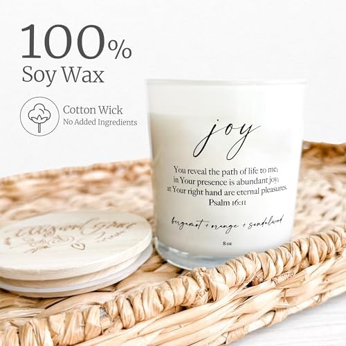 Elly Grace Joy Scented Soy Candle with Bible Verse