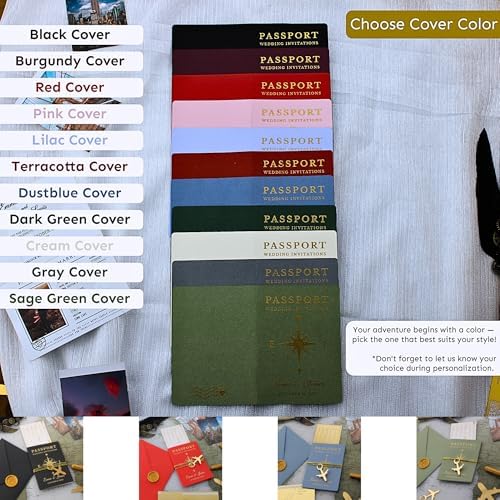 Custom Wedding Invitation Set with Wax Seal - Passport Style
