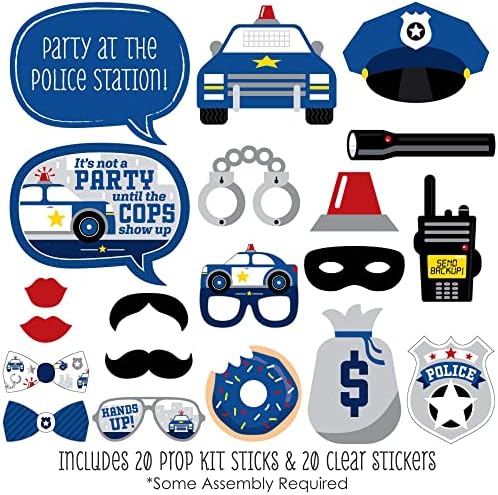 Big Dot Of Happiness Police Photo Booth Props Kit - 20 Count