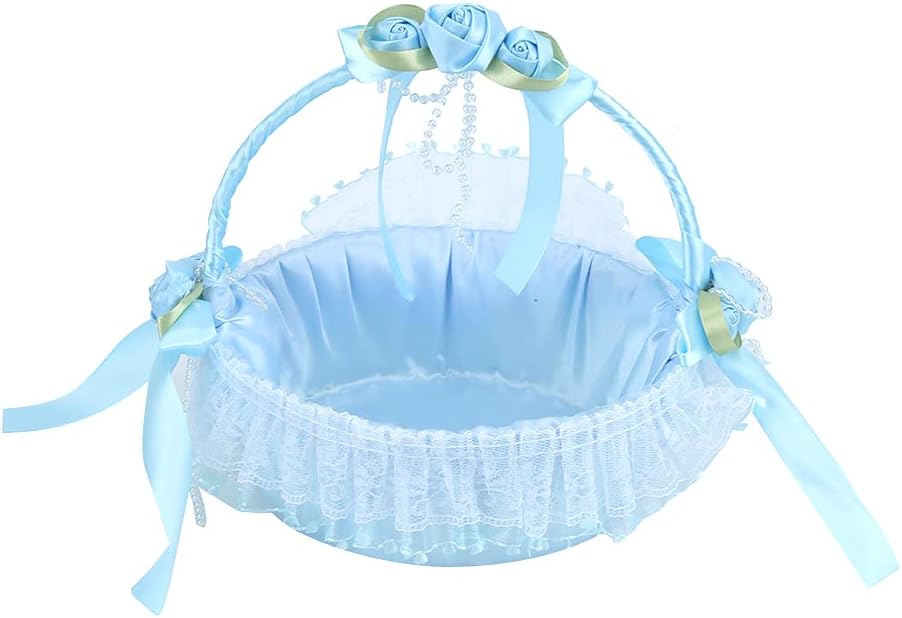 Flower Girl Basket with Handle for Wedding Ceremony