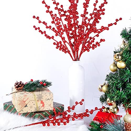 WILLBOND Artificial Red Berry Stems 216 Inch Christmas Decor