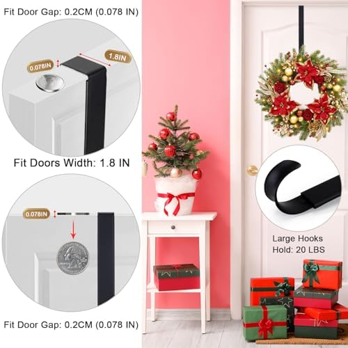 Adjustable Wreath Hanger for Front Door and Hooks Organizer