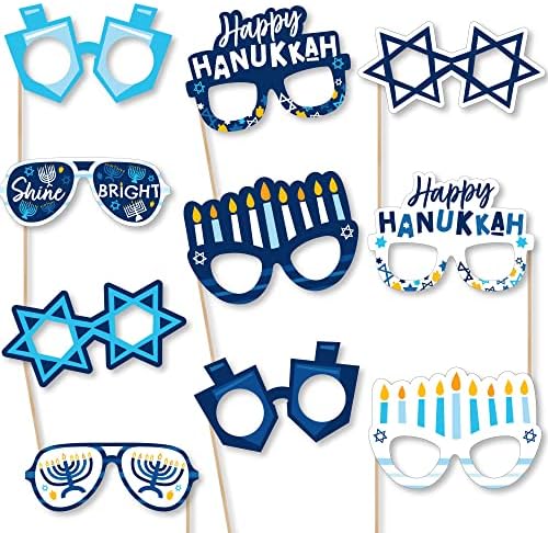Big Dot of Happiness Hanukkah Menorah Photo Booth Props - 10 Count