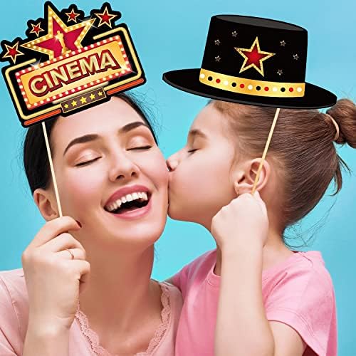 25 Pcs Movie Theme Photo Booth Props with Sticks