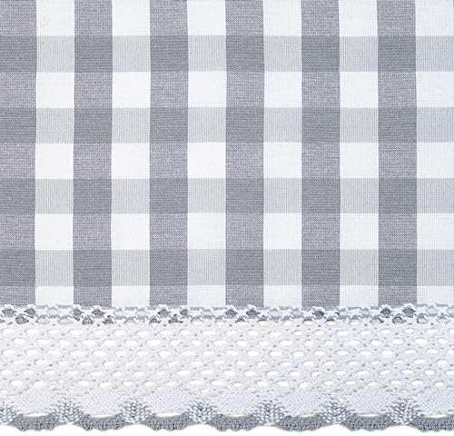 Farmhouse Curtains Buffalo Plaid Gathered Swags Gray 72x63