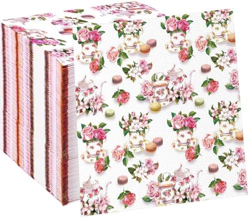 Colarr 100 Pcs Floral Tea Cup Napkins for Parties