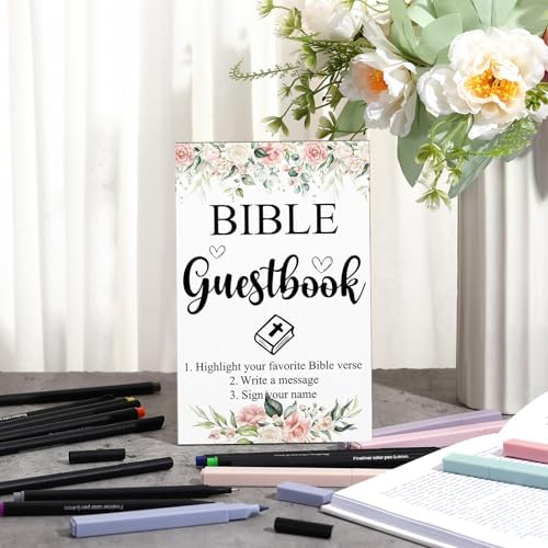 Geelin 19 Pcs Bible Guest Book Sign Set with Pens and Highlighters