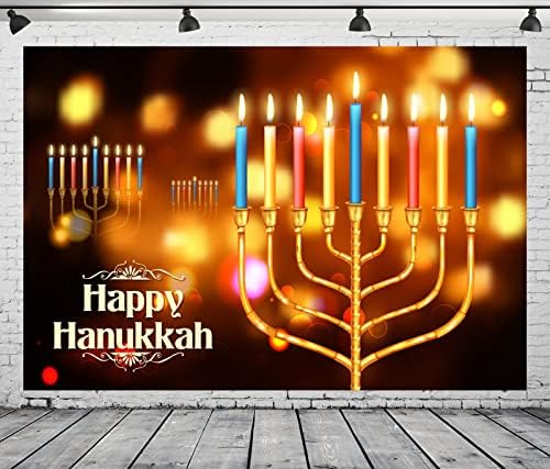 CORFOTO 6x4ft Fabric Hanukkah Backdrop with Gold Bokeh