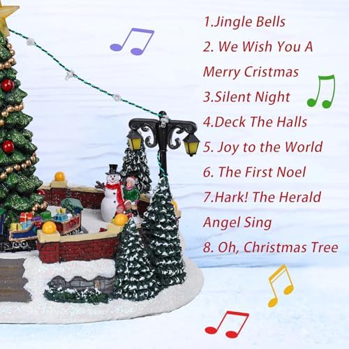 MUMTOP Christmas Village with Rotating Train and Music