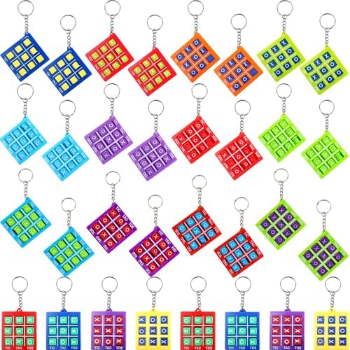32 Pack Tic Tac Toe Keychain Set for Kids and Adults