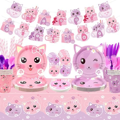 Cat Birthday Party Supplies Set for 20 Guests
