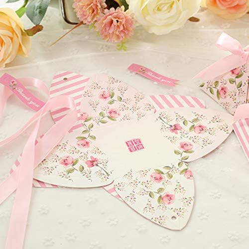 Toyvian 25 Pack Triangle Wedding Gift Boxes Double-sided Printing Pink