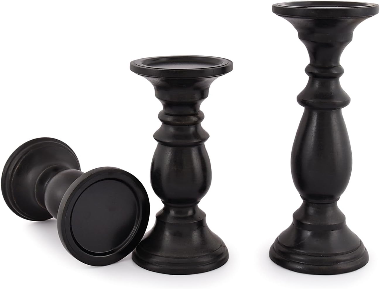 SAMHITA 3 Piece Black Farmhouse Candle Holder Set