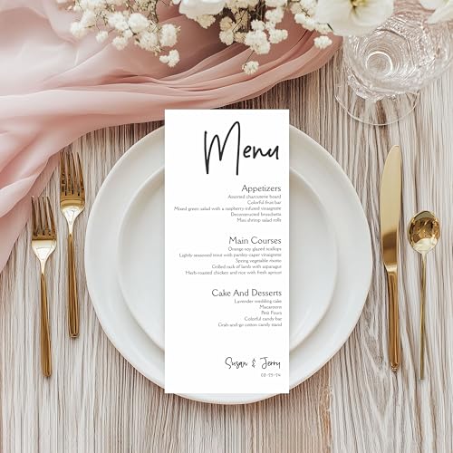 Personalized Printed Wedding Menu Set of 25