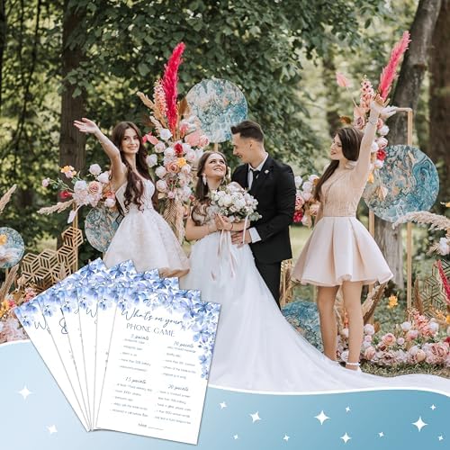 Bridal Shower Games Set of 5 Blue Flowers Theme