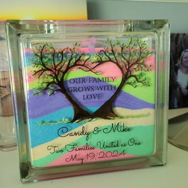 Personalized Family Heart Tree Sand Glass Jar with Lid