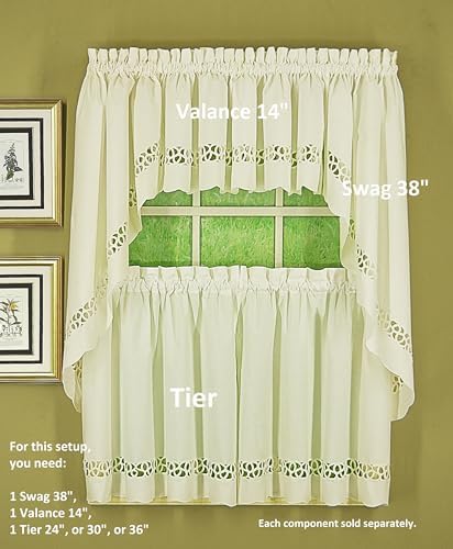 Todays Curtain Hellina Tapework Swag 38 Ecru 60 W x 38 L