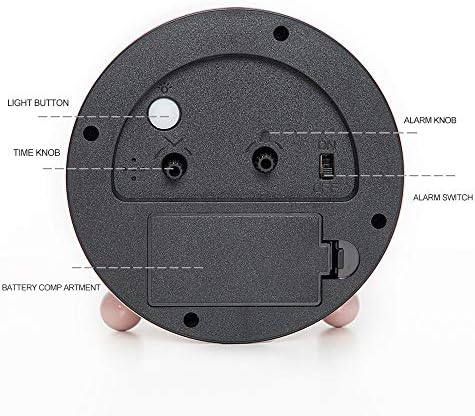 Super Silent Metal Alarm Clock with Night Light Pink