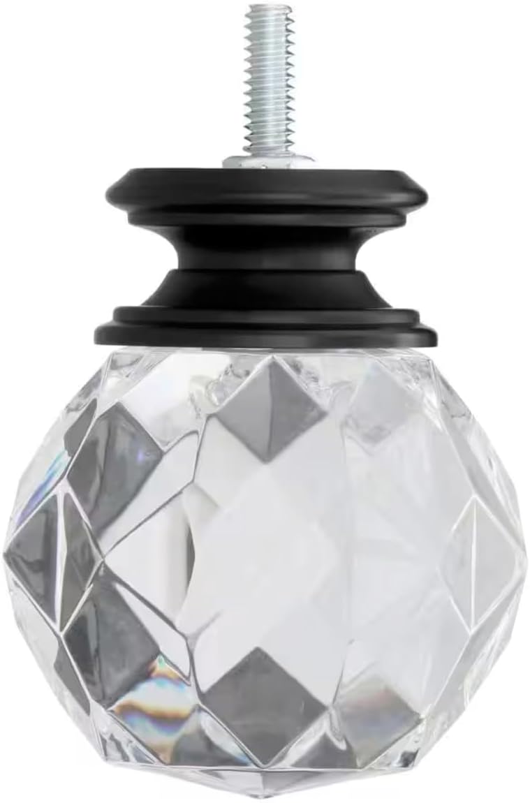 Ceybo Crystal Sphere Finials with Black Base Set of 2