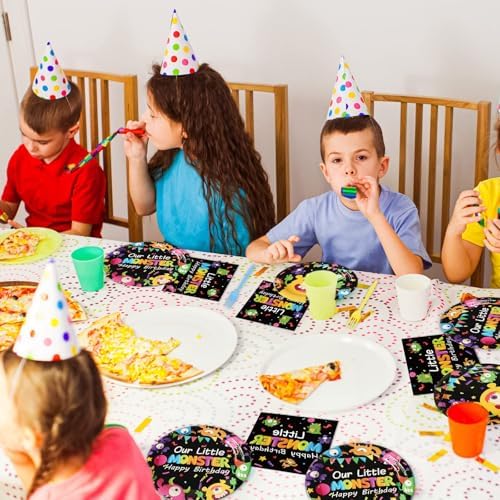 Monster Plates and Napkins Party Kit - 96 Pcs for 24 Guests