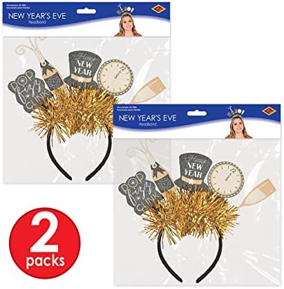 Beistle Happy New Year Headbands with Glitter and Stars