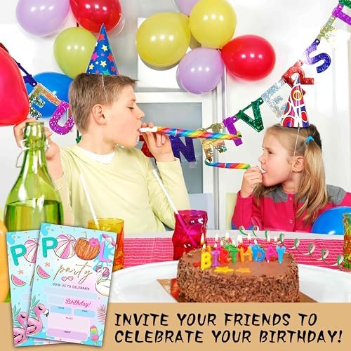 Pool Party Birthday Invitations with Envelopes A07