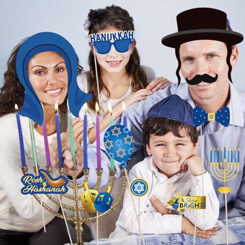HOWAF 28pcs Happy Hanukkah Photo Booth Props Kit