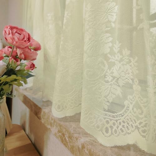 Molaxhome Floral Embroidered Valance 51x16in Beige