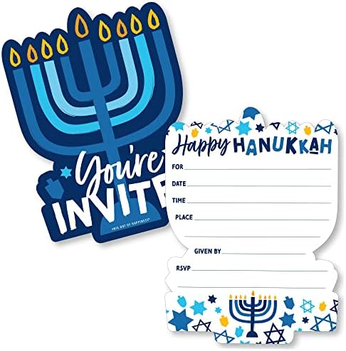 Big Dot of Happiness Hanukkah Menorah Invitation Set of 12