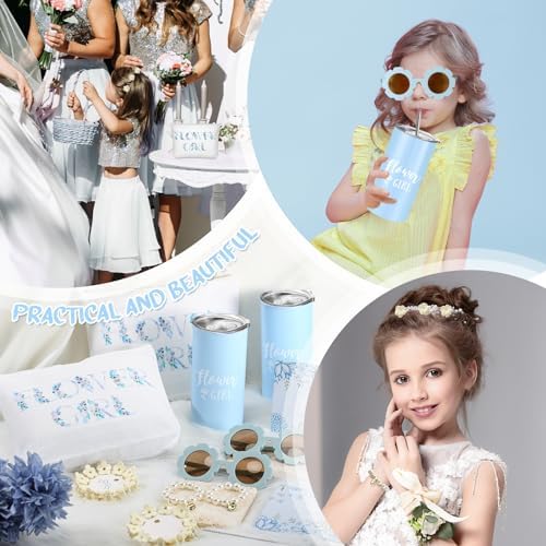 Inbagi 12 Pcs Flower Girl Set Blue Wedding Accessories