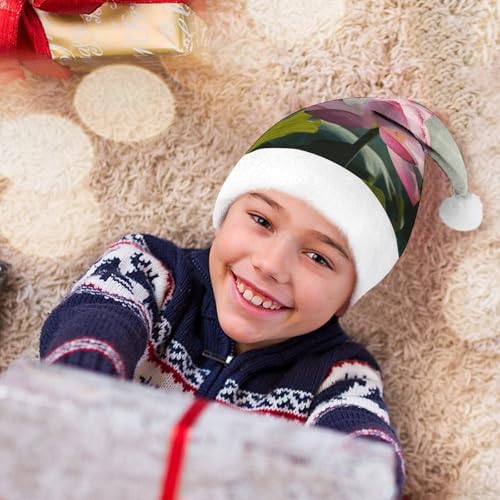 Christmas Santa Hat for Adults with Flower Decor