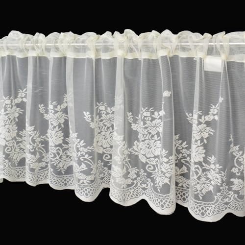 Molaxhome Floral Embroidered Valance 51x16in Beige