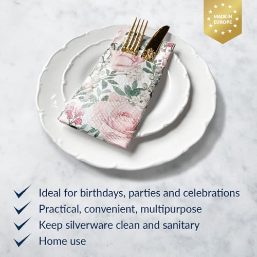 PAW Decor Linen Feel Napkins with Flatware Pocket 50 Count