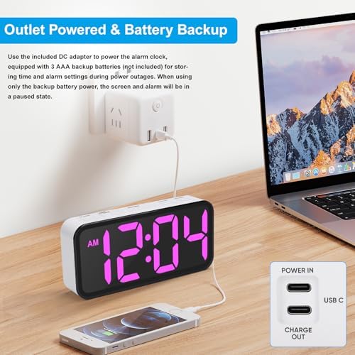Ultra Loud Alarm Clock for Heavy Sleepers with RGB Night Light