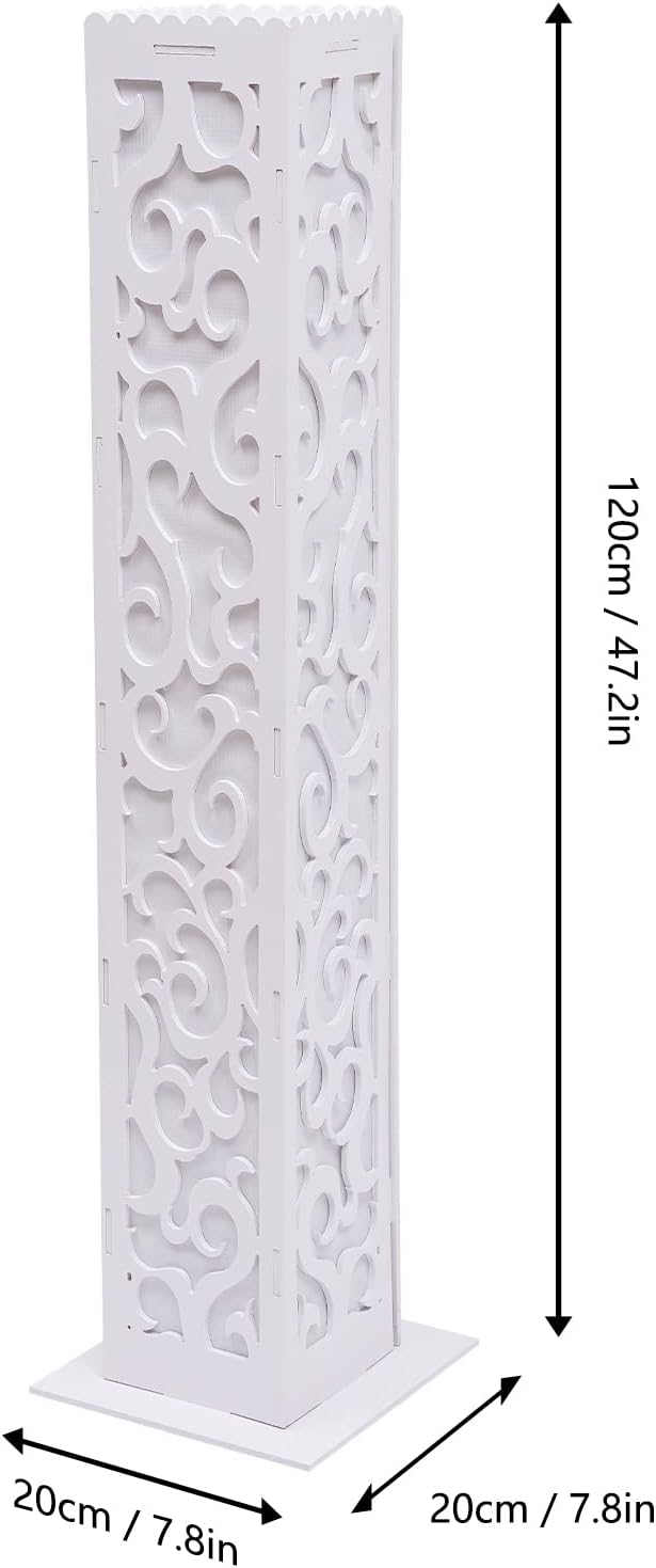 8Pcs 47Inch White Carved Wedding Flower Columns with LED Lights