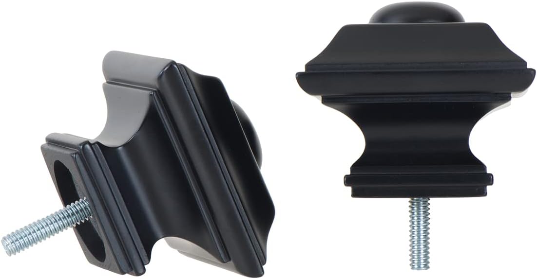 Ivilon Square Finials for 1 and 1-18 Inch Curtain Rods Black