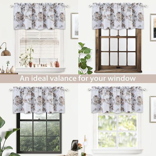 DriftAway Watercolor Floral Valance 52x18 Inch Beige